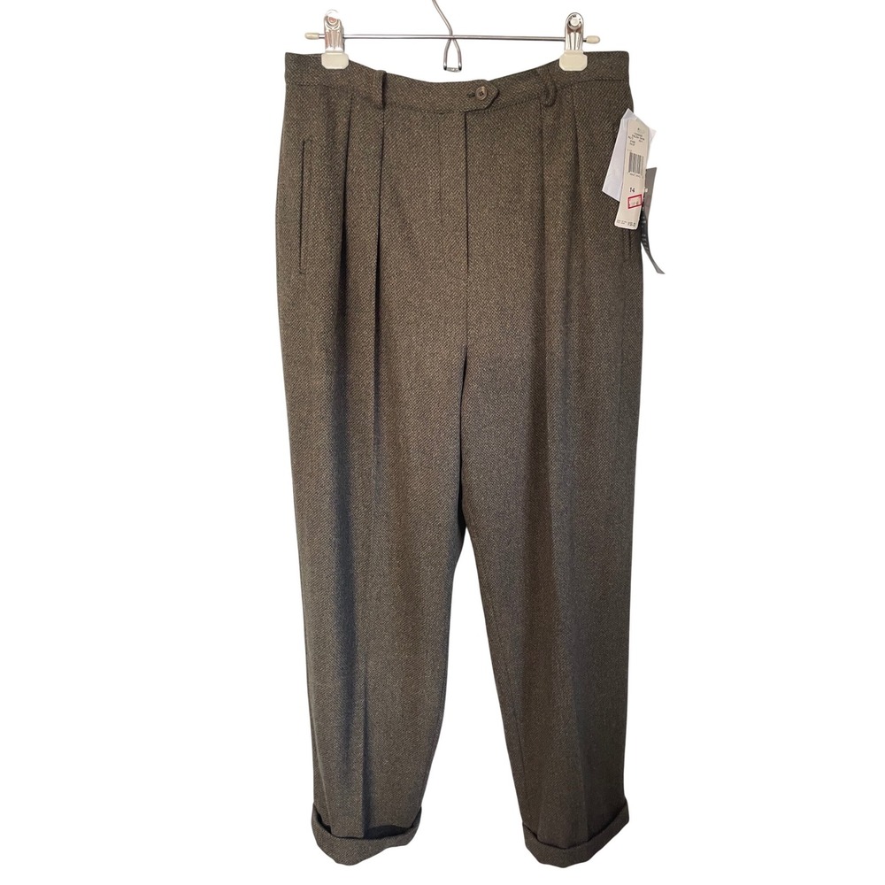 NWT Lauren Ralph Lauren Vtg 90's Lambswool Tweed Trousers English Manor Pleated